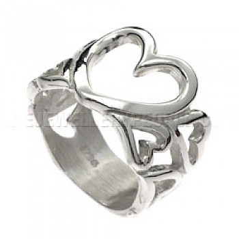 Multi Cut Out Heart Silver Ring -RG173