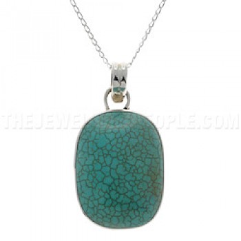 Oval Turquoise & Silver Pendant