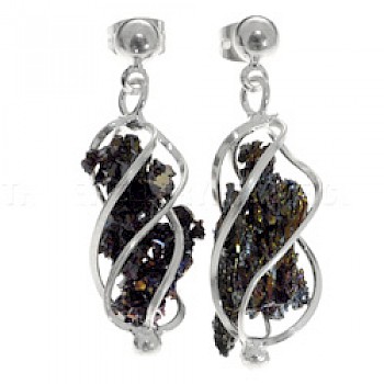 Peacock Ore Silver Cage Earrings