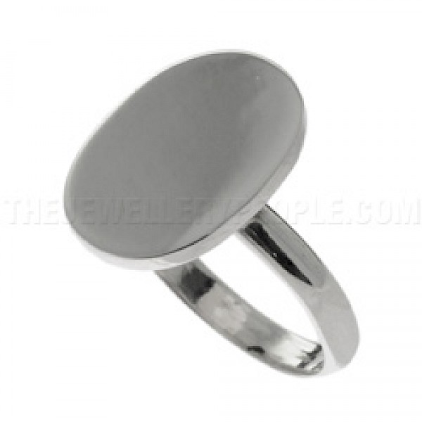 Polished Oval Silver Ring - Engraveable -RG162