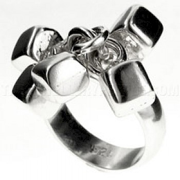 Polished Cubes Silver Ring