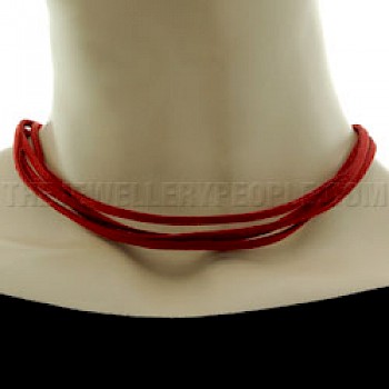 Red Suede Necklace - Four Strands