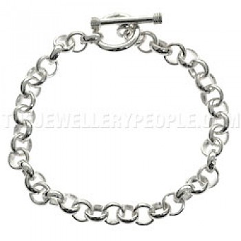 Silver Belcher Chain Bracelet - 6mm Wide - BT224