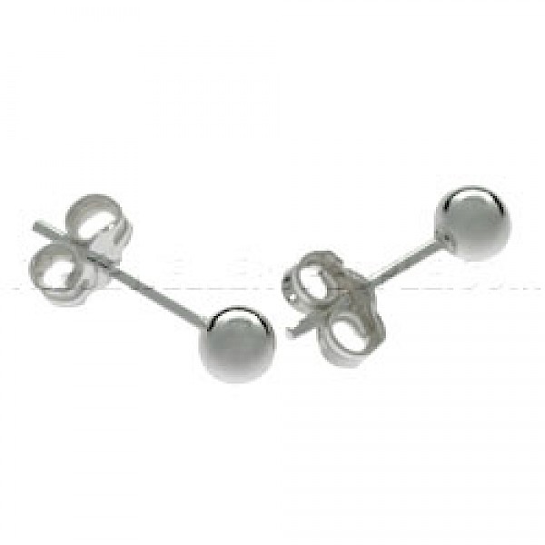 Bead Silver Stud Earrings - 4mm - 2818