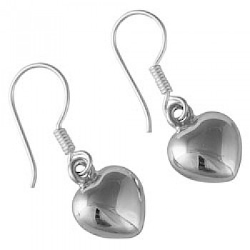 Silver Bubble Heart Silver Earrings - 30mm Long