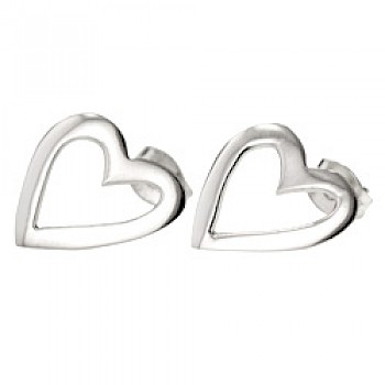 Silver Cut-Out Heart Earrings - 15mm