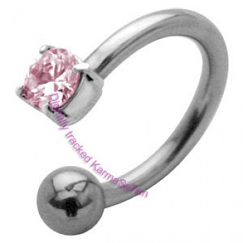 Silver Jewel Charm Belly Ring - Pink