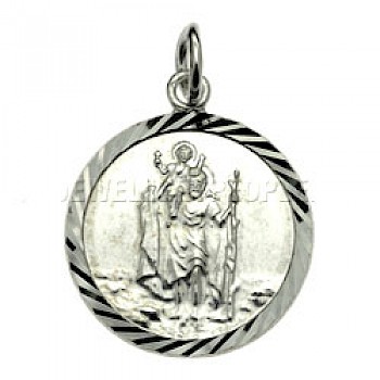 St Christopher Round Silver Pendant - Small - 2514