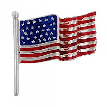 Silver USA Flag Brooch-Medium
