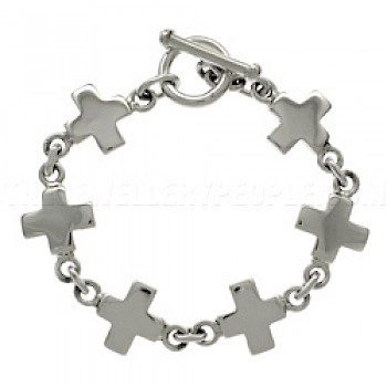 Solid Crosses Silver Bracelet