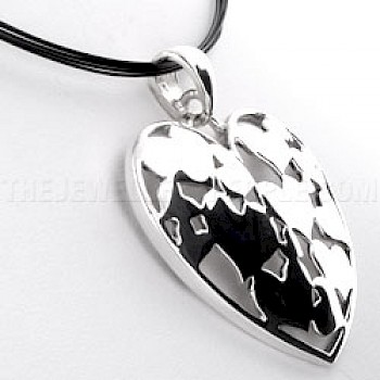 Solid Heart Shapes Silver Pendant