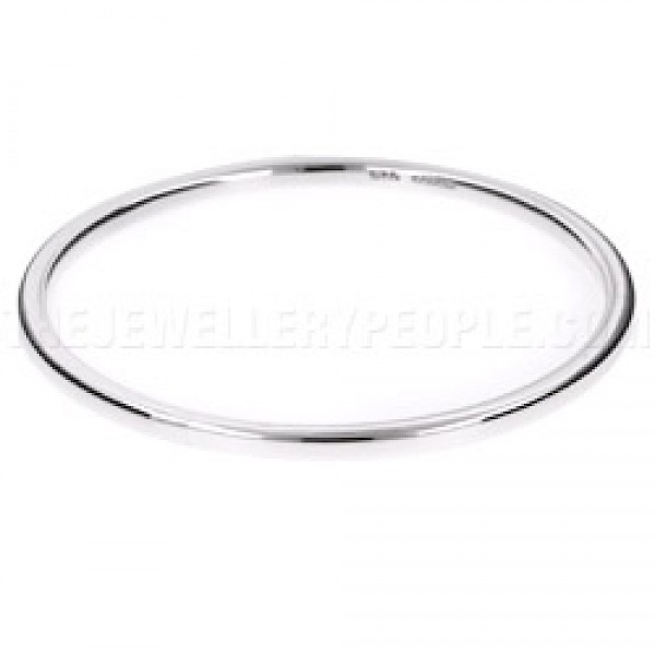 Square-edged Round Silver Bangle - 3mm Solid