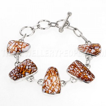Textile Cone Shell & Silver Bracelet