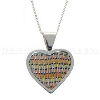 Tricolour Heart Silver Pendant