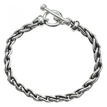 Twisted Ovals Interlinked Chain Silver Bracelet - 6mm Wide