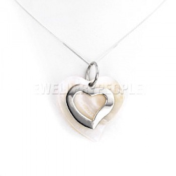 White Abalone Shell & Silver Heart Pendant