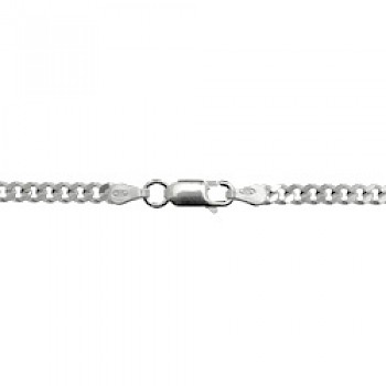 3mm Silver Heavy Curb Chain Necklace  - 18" - 29.5" Long