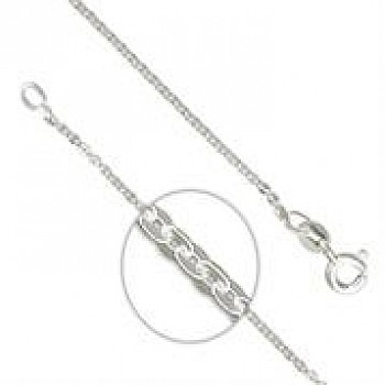 1mm Oval Links Sterling Silver Necklace - 16", 18" or 20" Long