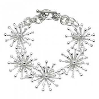 3D Snowflake Silver Bracelet
