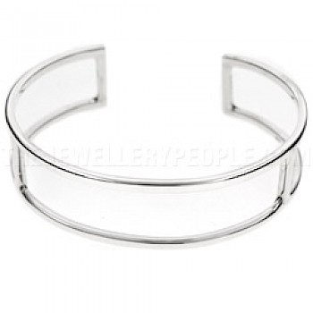 18mm Frame Open Silver Bangle - 18mm Wide