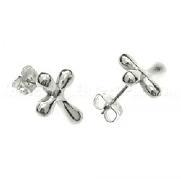 Silver Bubble Cross Earrings - RN070