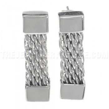 Chain Block Silver Earrings - 30mm Long