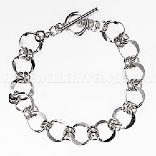 Chained Circles Silver Bracelet
