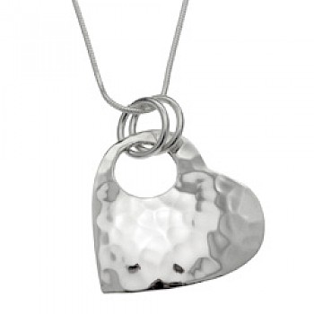 Curved & Hammered Silver Heart Pendant