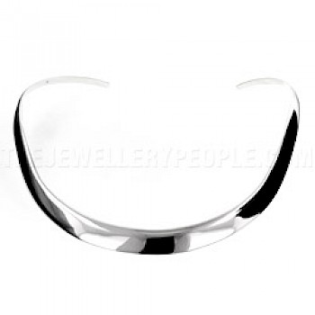 Curved Polished Silver Collar - 9.5mm Wide