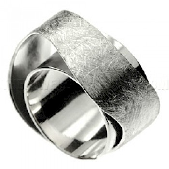 Double Layer Brushed Silver Ring - RG190