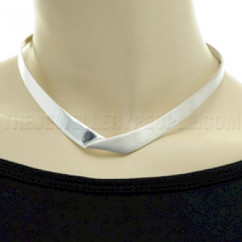 Envelope Half Brushed Silver Collar - 11mm Wide