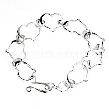 Fat Hearts Link Silver Bracelet - BT087