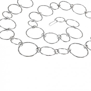 Flecked Rings Silver Necklace - 19" long - SNE195
