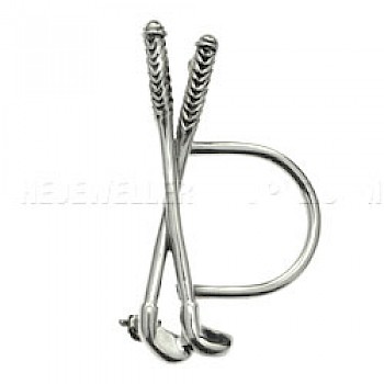 Golf Clubs Silver Brooch & Spectacle-holder