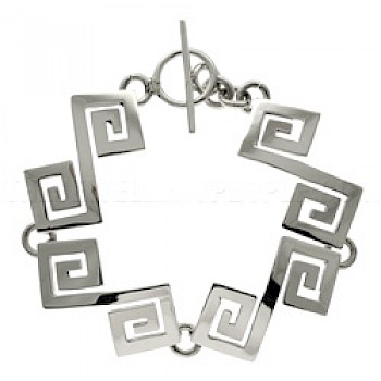 Greek Key Link Silver Bracelet