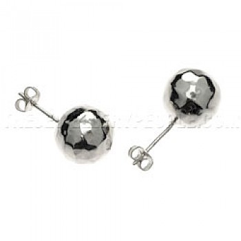 Hammered Bead Silver Stud Earrings - 11mm