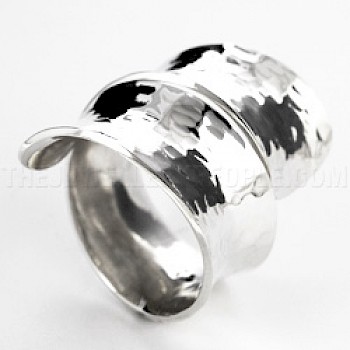 Hammered Curved Silver Ring - Adjustable - RG079