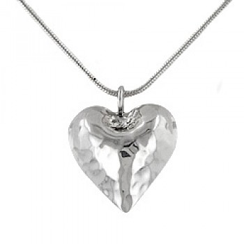 Hammered Hollow Heart Pendant