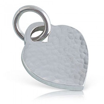 Hammered Lock Heart Silver Pendant - 20mm