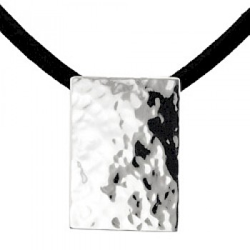 Hammered Rectangle Pendant with Suede Necklace