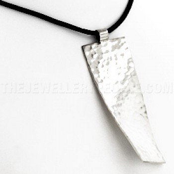 Rectangle Twist Hammered Silver Pendant