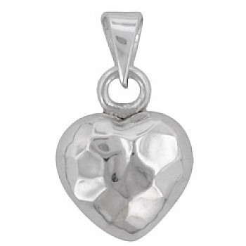 Hammered Round Heart Silver Pendant