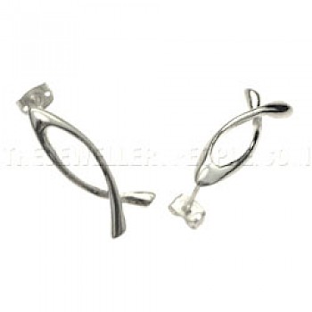 Ichthus Fish Silver Earrings