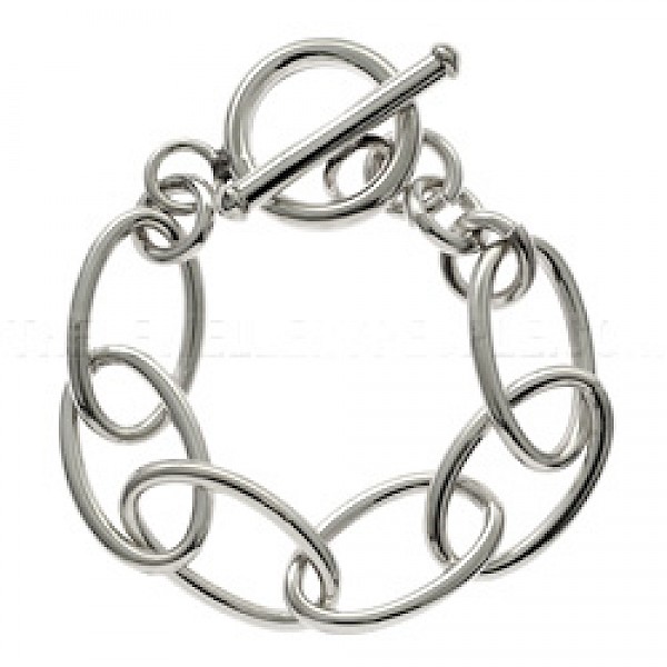 Large Tubed Ovals Silver Bracelet