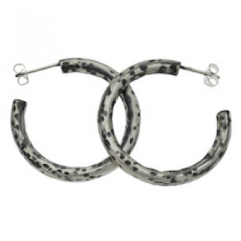 Leopard Silver Hoop Earrings - 37mm Wide